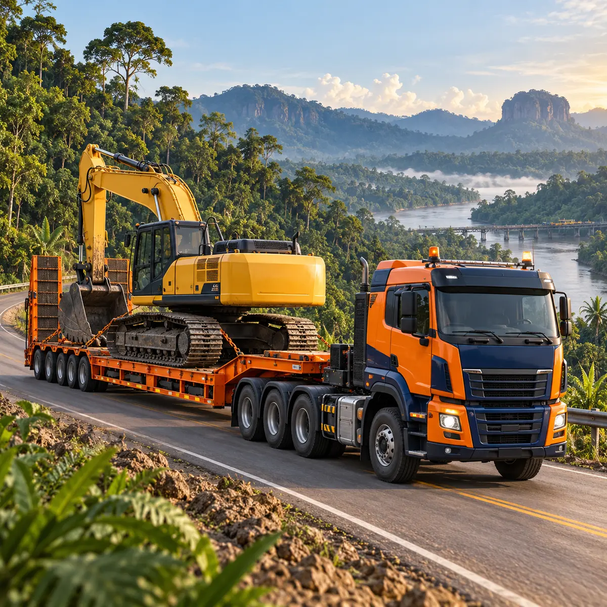 Ilustrasi pengiriman alat berat dan towing